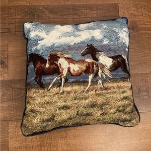 C. Cummings Wild Horse Tapestry Throw Pillow Equestrian Pasture Decor Western